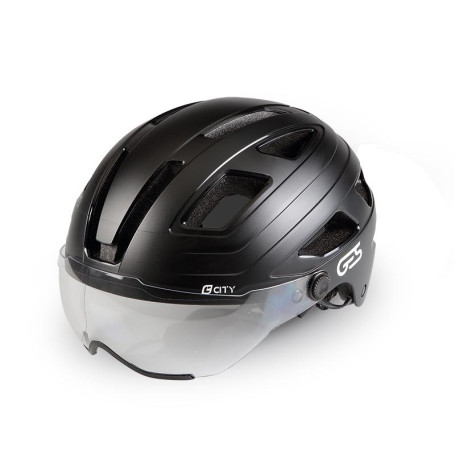 Casco con visera y luz trasera para uso urbano.